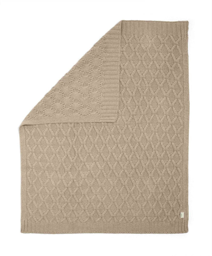 Mamas & Papas Blankets Mamas & Papas Cable Knit Blanket - Welcome to the World, Seedling Mocha