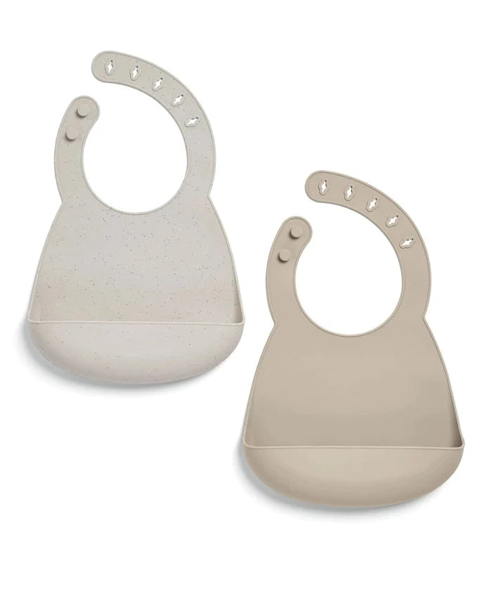 Mamas & Papas Nursing & Feeding Mamas & Papas Silicone Bibs (2 Pack) – Neutral Speckle