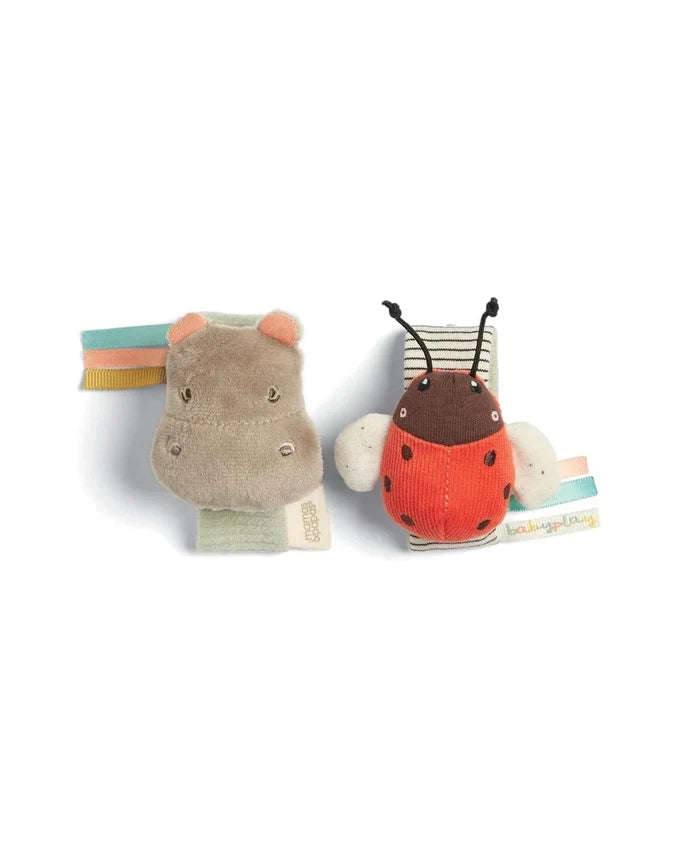 Mamas & Papas Toys Mamas & Papas Wrist Rattle (2 Pack) - Hippo/Ladybird