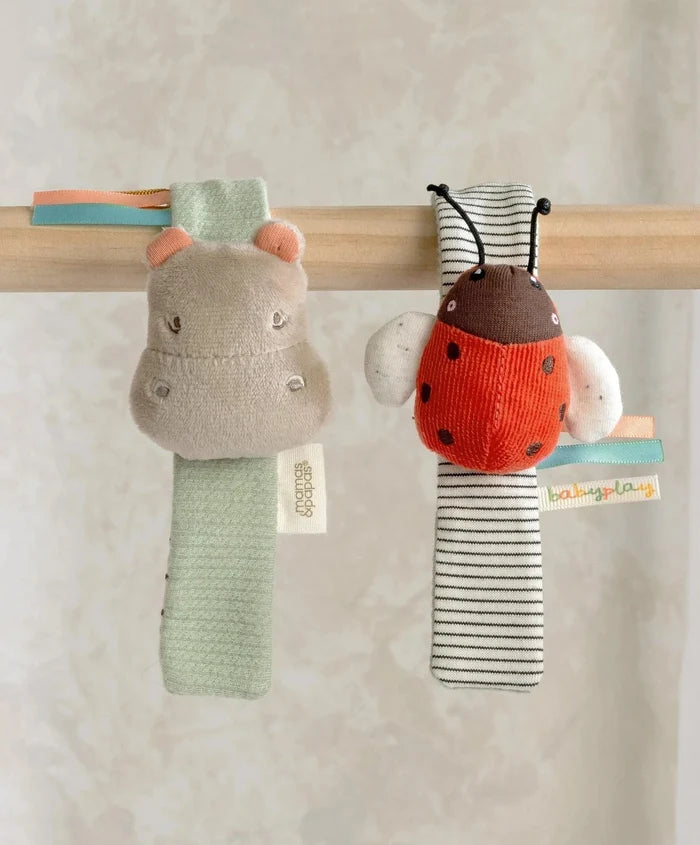 Mamas & Papas Toys Mamas & Papas Wrist Rattle (2 Pack) - Hippo/Ladybird