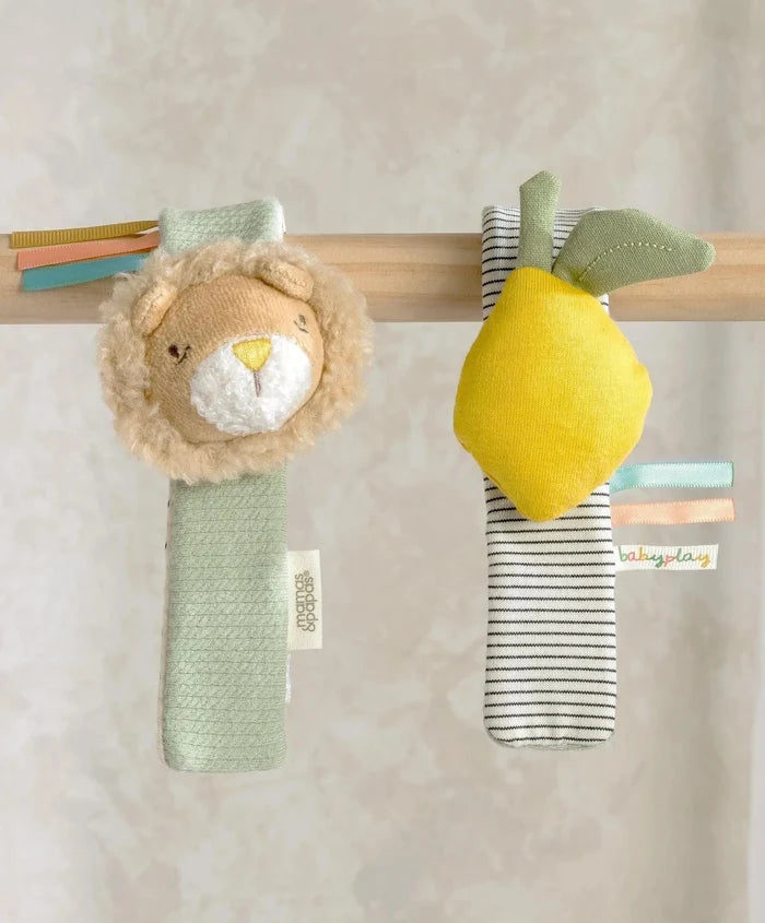 Mamas & Papas Toys Mamas & Papas Wrist Rattles (2 Pack) - Lion/Lemon