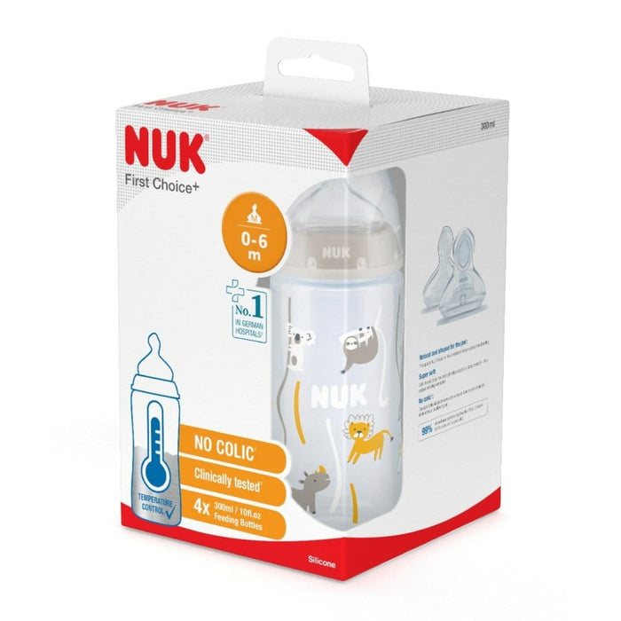 NUK Baby Bottles NUK First Choice+ Temperature Control Silicone Bottles 300ml (x4)