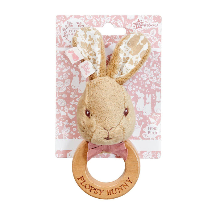 Rainbow Designs Baby Rattles Peter Rabbit Flopsy Wooden Ring Rattle