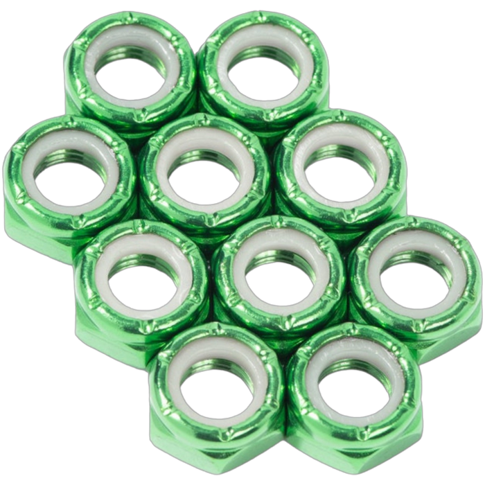 Pre-Order | Defiant Upgrades - Green 8mm Roller Skate Axle Nuts (10 Pack)