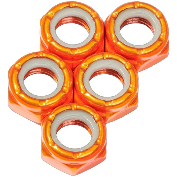 Pre-Order | Defiant Upgrades - Orange 8mm Skateboard Axle Nuts (5 Pack)
