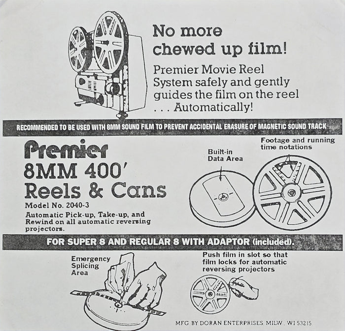 Premier Dual 8mm 400' Plastic Film Reel & Can