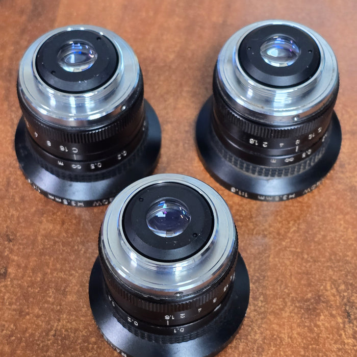 Rainbow H3.5mm 1:1.6 C-Mount CCTV Lens ( Lot of 3 )