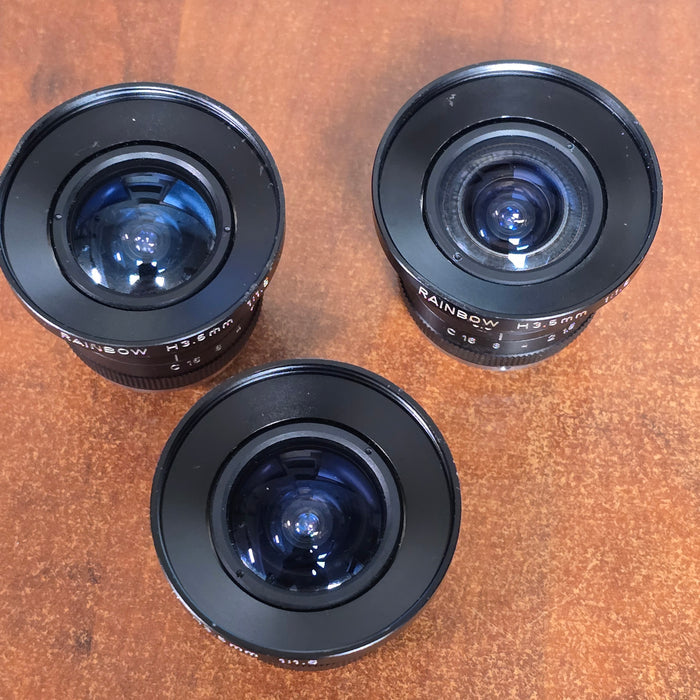 Rainbow H3.5mm 1:1.6 C-Mount CCTV Lens ( Lot of 3 )