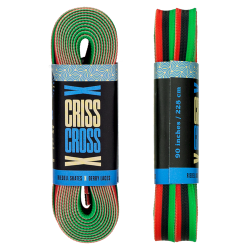 Riedell Skates - Black/Green/Red Trios - Criss Cross X Derby Laces (Sold In Pairs)