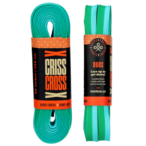 Riedell Skates - Green/Light Blue Duos - Criss Cross X Derby Laces (Sold In Pairs)