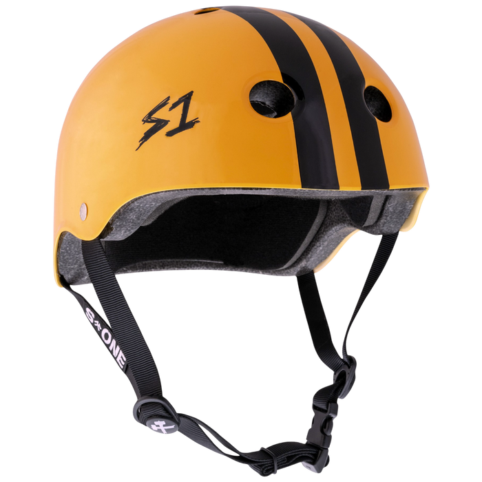 S1 Lifer Helmet - Bright Orange Gloss W/ Black Stripes | Adult Skate Helmets from S-One