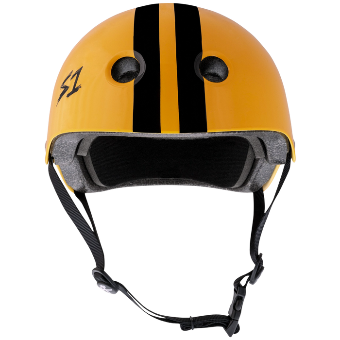 S1 Lifer Helmet - Bright Orange Gloss W/ Black Stripes | Adult Skate Helmets from S-One