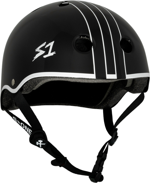 S1 Lifer Helmet - Gavo Collab Black Gloss w/White Outline | Adult Skate Helmets from S-One