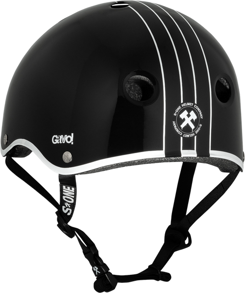 S1 Lifer Helmet - Gavo Collab Black Gloss w/White Outline | Adult Skate Helmets from S-One