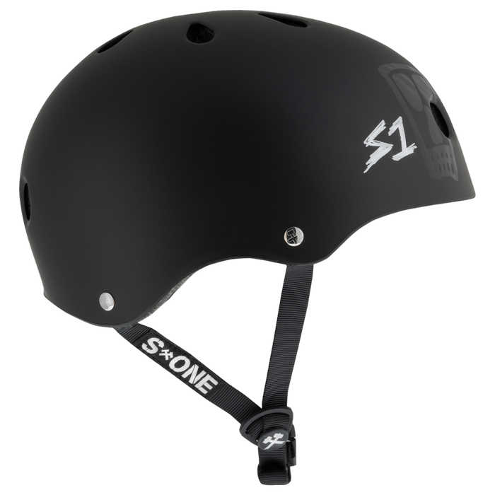 S1 Lifer Helmet - Lance Mountain Black Matte Vato Skull | Adult Skate Helmets from S-One