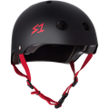 S1 Lifer Helmet - Matte Black with Red Straps | Adult Skate Helmets from S-One