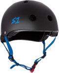 S1 Lifer Mini Helmet - Black Matte with Cyan Straps | Childrens Skate Helmets From S-One