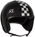 S1 Lifer Retro Helmet - Black Matte with White Checkers | Adult Skate Full Cut Helmets from S-One