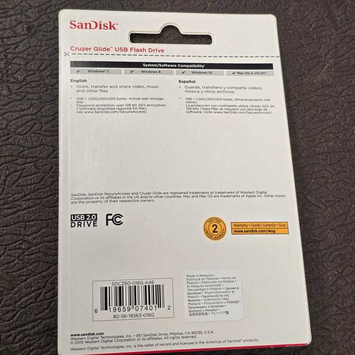 SanDisk 16GB Cruzer Glide USB 2.0 Flash Drive