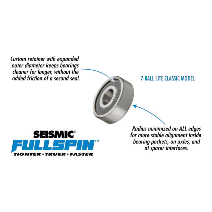 Seismic - Fullspin 7-Ball LITE Classic 8mm Bearings (8 Pack)