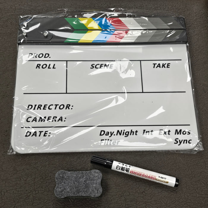 Slate 12" x 10" Acrylic Dry Erase With Color Bars Clapper