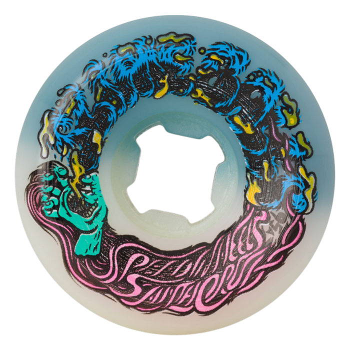 Slime Balls - 50-50 White/Teal 54mm 95A Hairballs - Skateboard Wheels (4 pack)