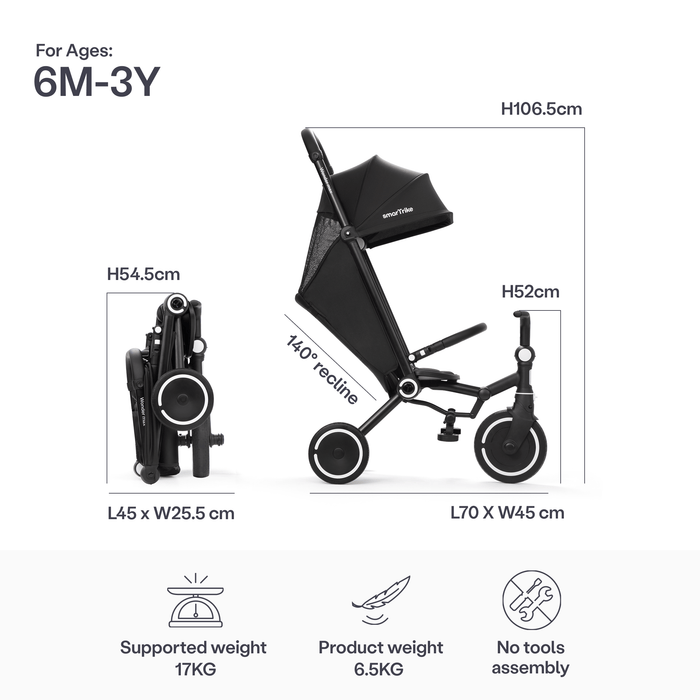 SmarTrike Trike smarTrike Wonder Max Active Trike - Jet Black