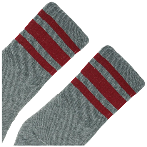 Socco - Athletic Crew | Cardinal Striped Socks | Dark Heather Grey