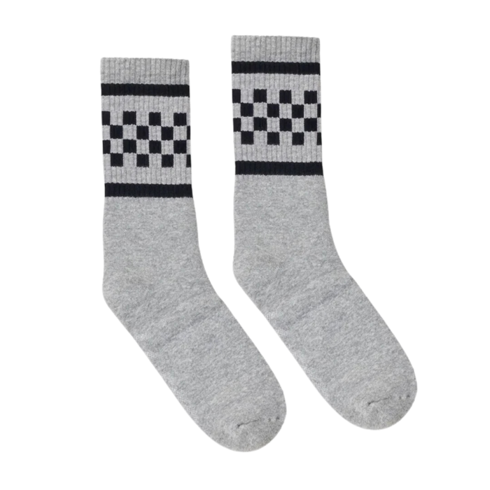 Socco - Black Checkered Socks | Heather Grey