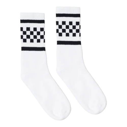 Socco - Black Checkered Socks | White