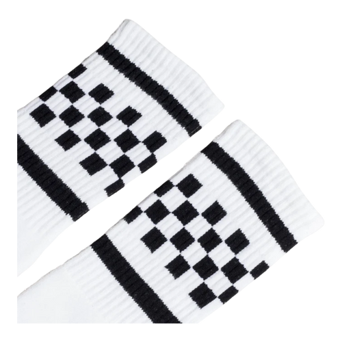 Socco - Black Checkered Socks | White