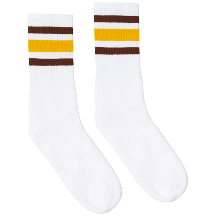 Socco - Brown and Gold Stripe Socks | White