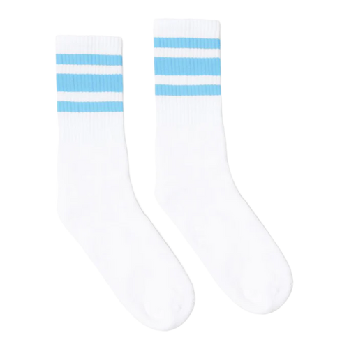 Socco -  Carolina Blue Striped Socks | White