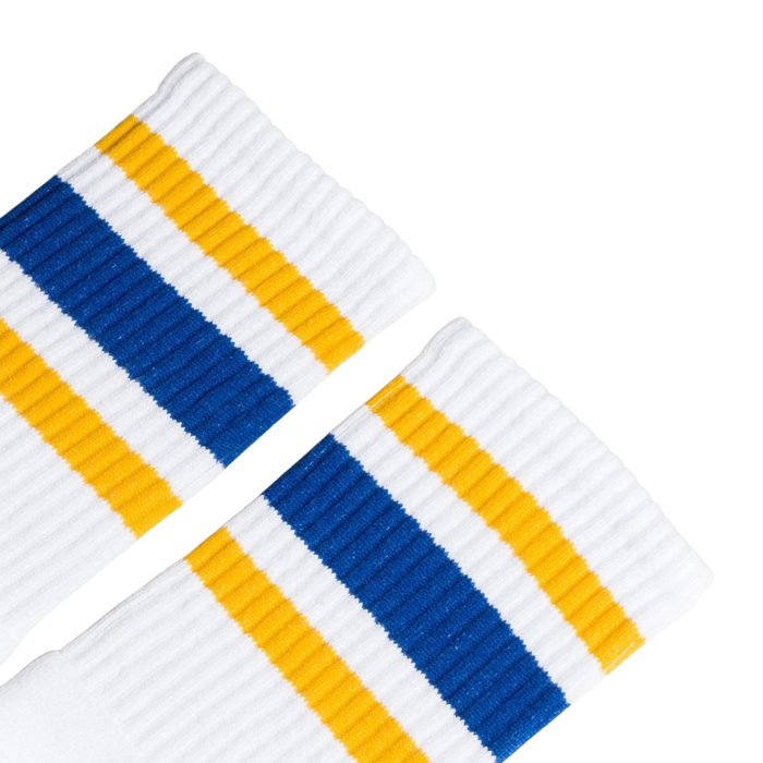 Socco - Gold and Blue Striped Socks | White