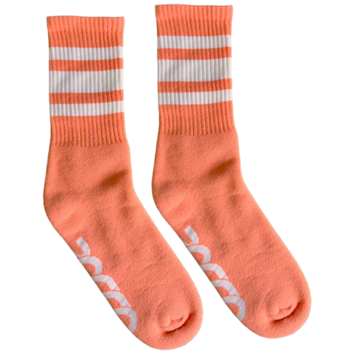 Socco - White Striped Socks | Coral