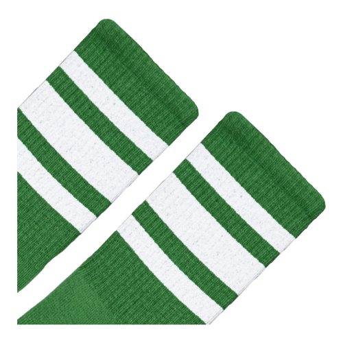 Socco - White Striped Socks | Forest Green