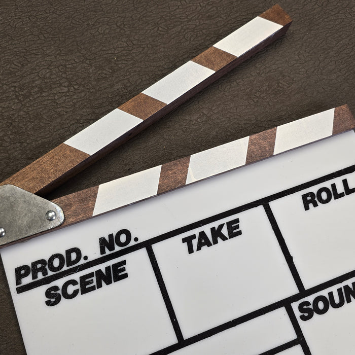 Standard 12" x 9" Acrylic Slate with B&W Clapper Sticks