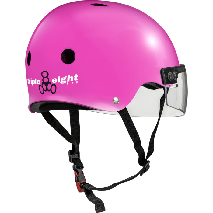 Triple 8 - Pink Glossy Certified Sweatsaver Visor Helmet