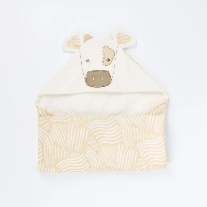 UK Baby Centre Tutti Bambini Hooded Towel & Wash Mitt Set - Clemi Cow