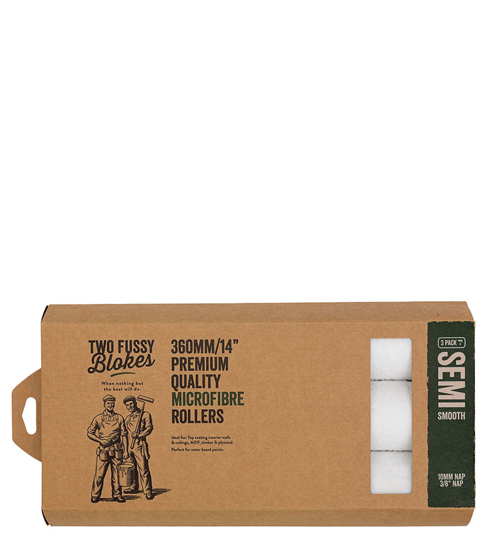 Two Fussy Blokes 14" 360mm Microfibre Semi Smooth Roller Refill - 3 Pack