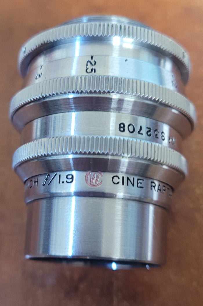 Wollensak Cine Raptar 25mm 1" f1.9 C mount lens S# 932708